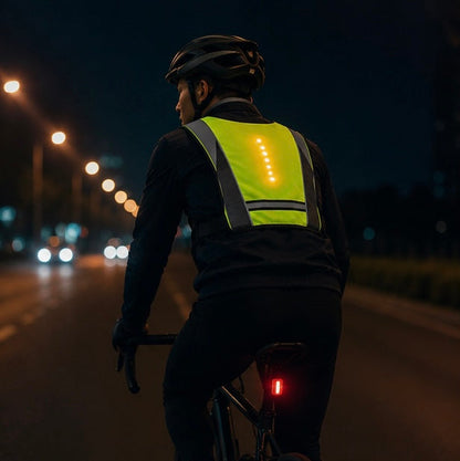 LED Reflective Cycling Vest – Safety Turn Signal Backpack Vest for Night Riding, Hiking and Outdoor Visibility