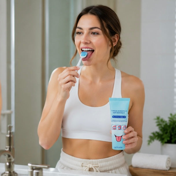 Tongue Scraper and Brush Kit - Oral Hygiene Cleaning Tool for Fresh Breath, Tongue Care and Daily Dental Health