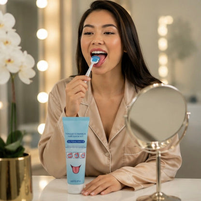Tongue Scraper and Brush Kit - Oral Hygiene Cleaning Tool for Fresh Breath, Tongue Care and Daily Dental Health