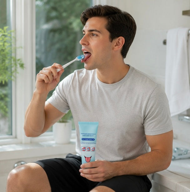 Tongue Scraper and Brush Kit - Oral Hygiene Cleaning Tool for Fresh Breath, Tongue Care and Daily Dental Health