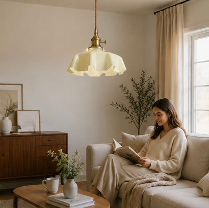 Nordic Glass Pendant Light – Minimalist Flower Ceiling Lamp for Cafes, Restaurants, Kitchens and Modern Home Decor