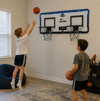 Double Basketball Hoop Game Set - Indoor Outdoor Throwing and Shooting Toy for Active Kids Sports Training and Family Fun