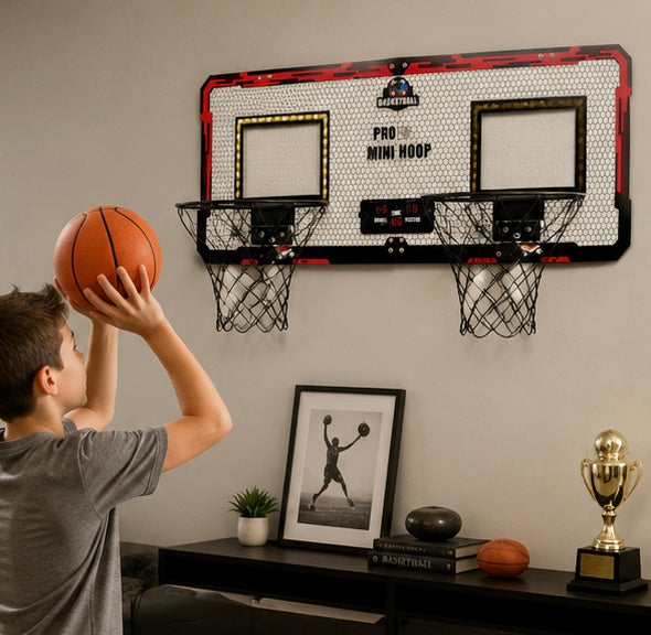 Double Basketball Hoop Game Set - Indoor Outdoor Throwing and Shooting Toy for Active Kids Sports Training and Family Fun
