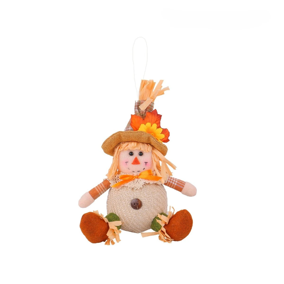 Harvest Goblin Scarecrow Ornament - Maple Leaf Straw Hat Thanksgiving Decoration for Autumn Displays and Festive Home Styling