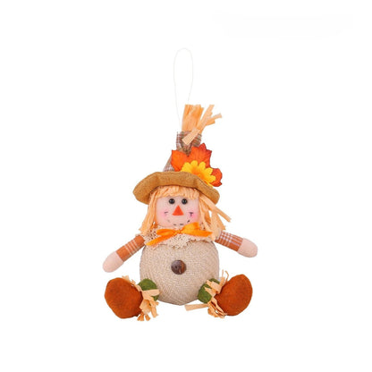 Harvest Goblin Scarecrow Ornament - Maple Leaf Straw Hat Thanksgiving Decoration for Autumn Displays and Festive Home Styling