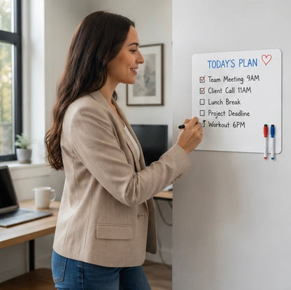 Magnetic Dry Erase Fridge Board - Flexible Whiteboard Memo Planner Sheet for Grocery Lists, Notes and Kitchen Organization