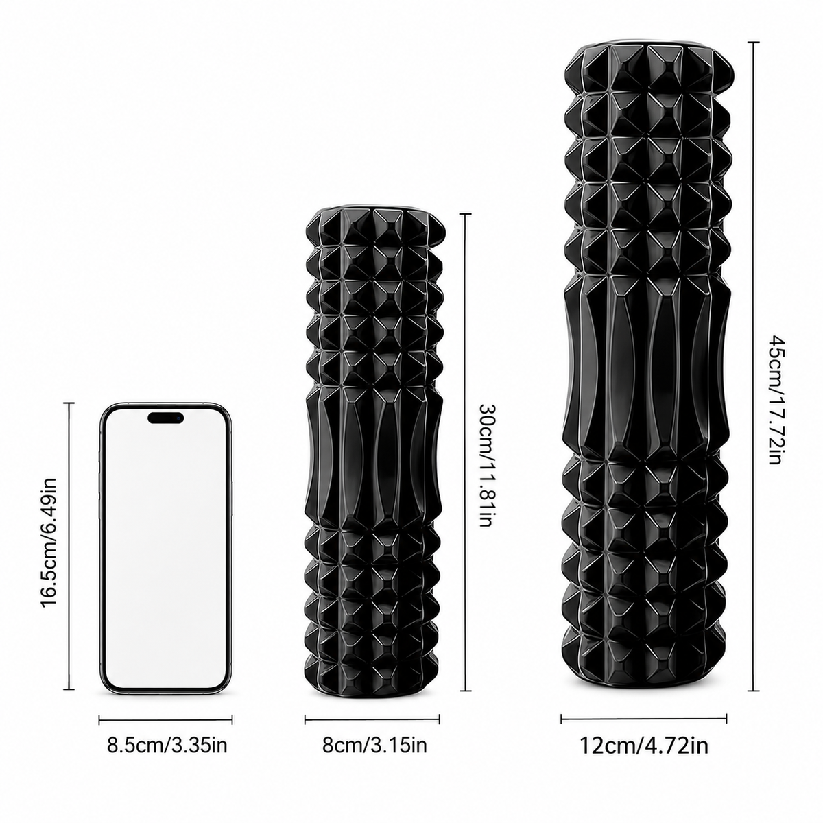 Foam Massage Roller – Hollow High-Density Muscle Recovery Roller for Deep Tissue Massage, Sports Rehabilitation, Yoga, Fitness and Physical Therapy