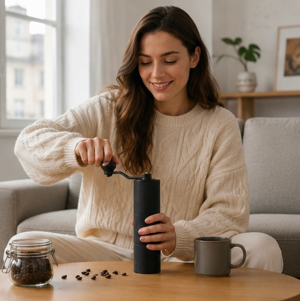 Manual Burr Coffee Grinder - Portable Adjustable Hand Coffee Mill with Precision Grinding for Fresh Espresso and Brewing