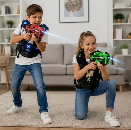 Interactive Infrared Laser Tag Set - Battle Game with Electronic Blasters for Kids Group Play and Family Fun