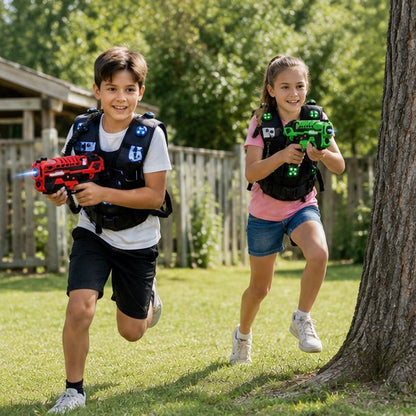 Interactive Infrared Laser Tag Set - Battle Game with Electronic Blasters for Kids Group Play and Family Fun