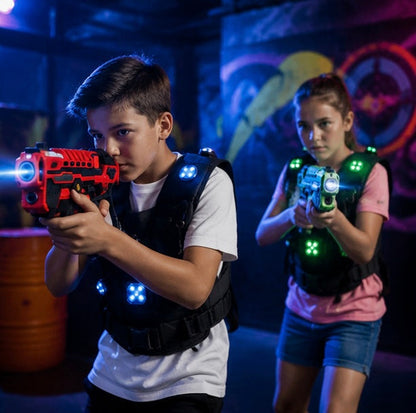 Interactive Infrared Laser Tag Set - Battle Game with Electronic Blasters for Kids Group Play and Family Fun