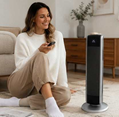 Digital Ceramic Tower Heater - 1500W Room Heater with Remote Control, Timer and Adjustable Thermostat