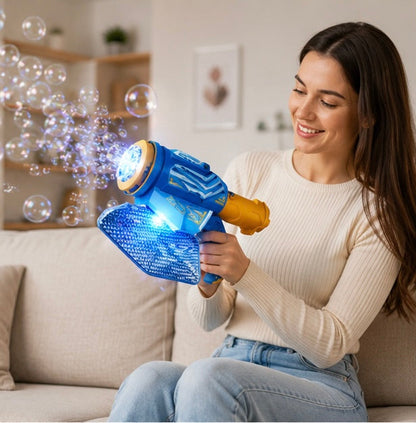 Tomahawk Bubble Machine Toy - Electric Light Up Bubble Blaster for Kids Outdoor Games, Parties and Summer Entertainment