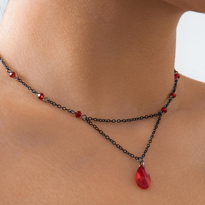 Gothic Crystal Pendant Necklace – Stylish Alloy Square Jewelry for Concerts, Daily Fashion and Alternative Style Lovers