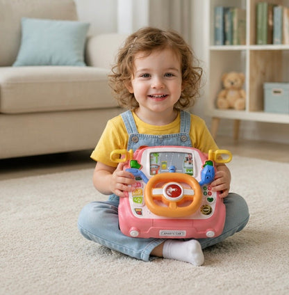Electric Steering  Kids Driving Simulator Toy - Wheel Copilot Learning Toy for Strollers, Cars and Early Education Fun