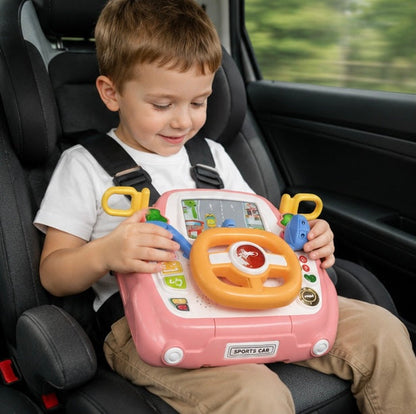 Electric Steering  Kids Driving Simulator Toy - Wheel Copilot Learning Toy for Strollers, Cars and Early Education Fun