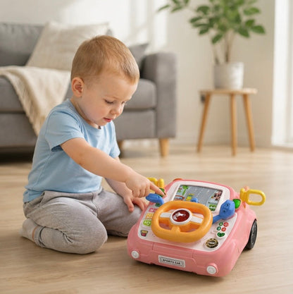 Electric Steering  Kids Driving Simulator Toy - Wheel Copilot Learning Toy for Strollers, Cars and Early Education Fun