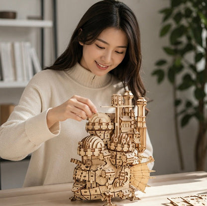 Wooden Puzzle Model - 3D Creative Assembly Ornament with Interactive Stacking Design for Home Decoration