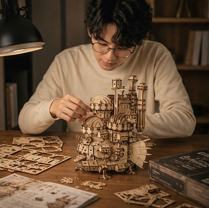 Wooden Puzzle Model - 3D Creative Assembly Ornament with Interactive Stacking Design for Home Decoration