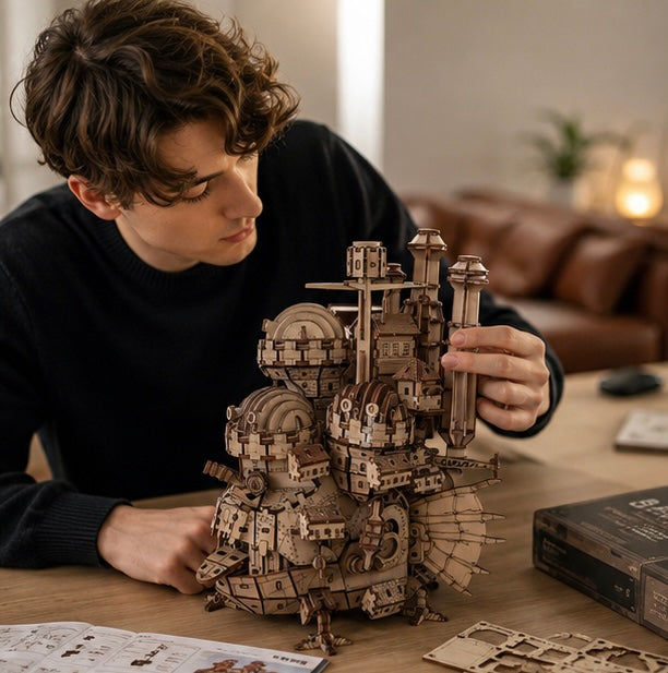 Wooden Puzzle Model - 3D Creative Assembly Ornament with Interactive Stacking Design for Home Decoration