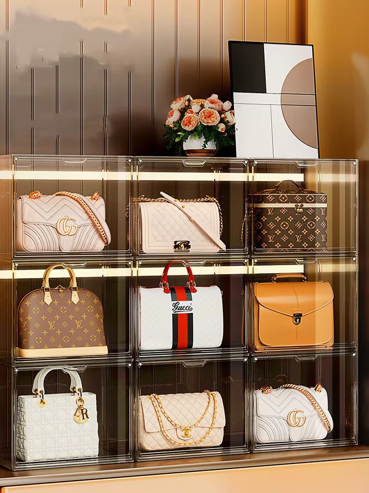 Luxury Handbag Organizer – Transparent Dust-Proof Storage Box for Wardrobe, Closet, Purse Display, Protection and Space-Saving Organization