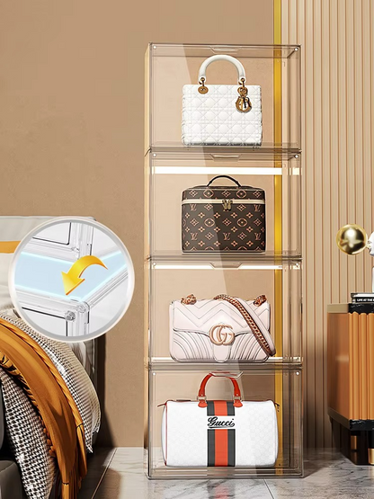 Luxury Handbag Organizer – Transparent Dust-Proof Storage Box for Wardrobe, Closet, Purse Display, Protection and Space-Saving Organization