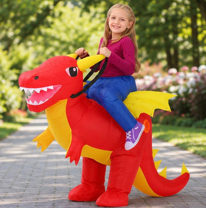 Inflatable Dinosaur Costume Set - Funny Halloween Cosplay Outfit for Adults and Kids Party Entertainment and Roleplay