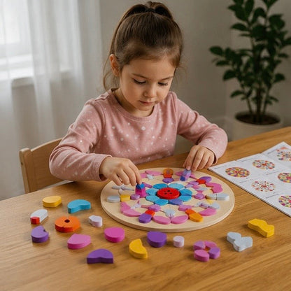Montessori Tangram Puzzle Set - Wooden Geometric Shape Educational Toy for Logical Thinking, Creativity and Early Learning
