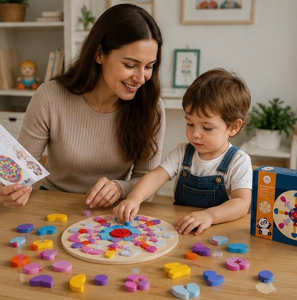 Montessori Tangram Puzzle Set - Wooden Geometric Shape Educational Toy for Logical Thinking, Creativity and Early Learning