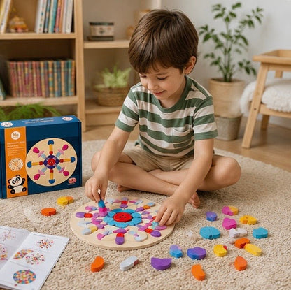 Montessori Tangram Puzzle Set - Wooden Geometric Shape Educational Toy for Logical Thinking, Creativity and Early Learning