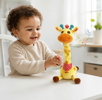 Dancing Talking Giraffe Plush Toy - Rechargeable Musical Educational Doll with Lights for Babies, Toddlers and Gift Giving