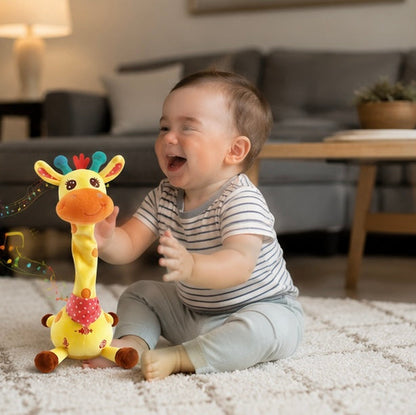 Dancing Talking Giraffe Plush Toy - Rechargeable Musical Educational Doll with Lights for Babies, Toddlers and Gift Giving