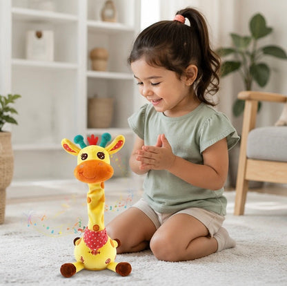 Dancing Talking Giraffe Plush Toy - Rechargeable Musical Educational Doll with Lights for Babies, Toddlers and Gift Giving