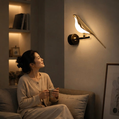 Magpie Bird LED Wall Lamp - 360° Rotating Indoor Wall Sconce for Bedroom, Bedside Lighting and Modern Home Decor