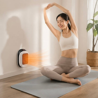 Portable Electric Heater - 600W Compact Fast Heating Device with Remote Control for Bedrooms and Bathrooms