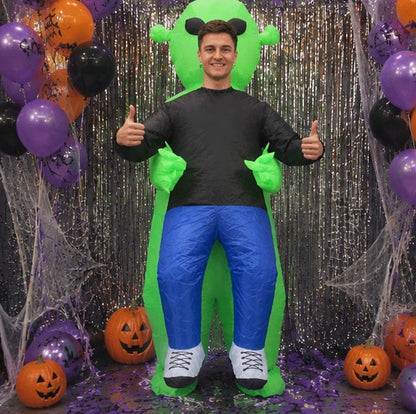 Inflatable Alien Costume for Kids - Funny Green Monster Cosplay Outfit for Halloween Parties and School Events