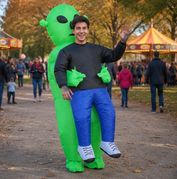 Inflatable Alien Costume for Kids - Funny Green Monster Cosplay Outfit for Halloween Parties and School Events