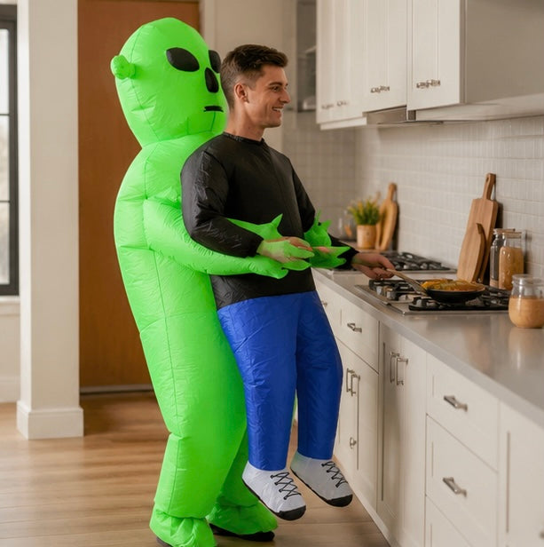 Inflatable Alien Costume for Kids - Funny Green Monster Cosplay Outfit for Halloween Parties and School Events