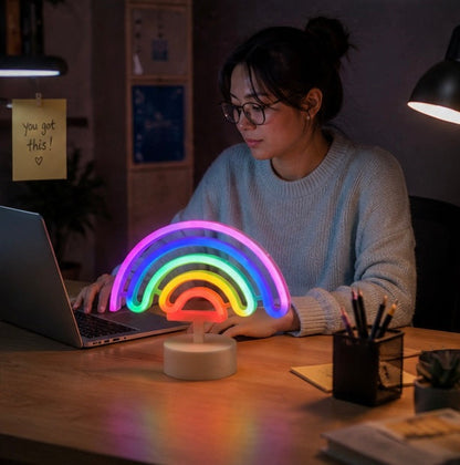 Desktop Neon Light Sign-USB Battery Powered Decorative LED Lamp for Weddings Parties and Romantic Room Decor