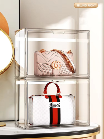Luxury Handbag Organizer – Transparent Dust-Proof Storage Box for Wardrobe, Closet, Purse Display, Protection and Space-Saving Organization