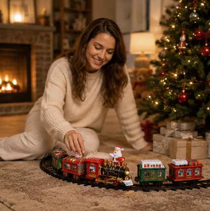 Animated Christmas Tree Train Set – Holiday Locomotive Track Decoration for Christmas Trees, Living Rooms and Festive Displays