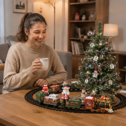Animated Christmas Tree Train Set – Holiday Locomotive Track Decoration for Christmas Trees, Living Rooms and Festive Displays