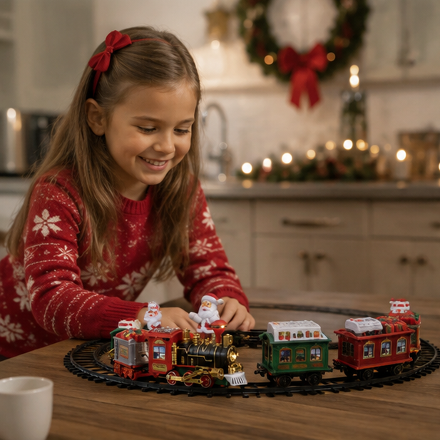 Animated Christmas Tree Train Set – Holiday Locomotive Track Decoration for Christmas Trees, Living Rooms and Festive Displays