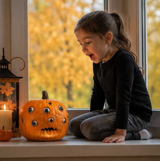 Animated Halloween Pumpkin Decoration - Scary Moving Eyes Pumpkin Prop for Haunted House Decor, Halloween Parties and Spooky Yard Displays