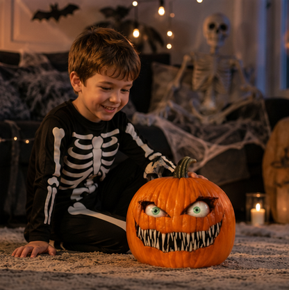 Animated Halloween Pumpkin Decoration - Scary Moving Eyes Pumpkin Prop for Haunted House Decor, Halloween Parties and Spooky Yard Displays