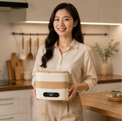 Electric Heated Lunch Box – 304 Stainless Steel Portable Food Warmer Bento Container for Office, Travel and Daily Meals