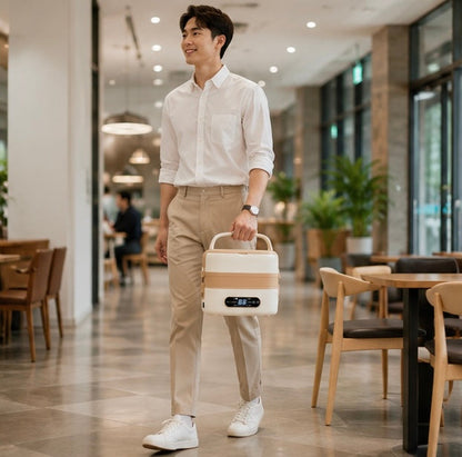 Electric Heated Lunch Box – 304 Stainless Steel Portable Food Warmer Bento Container for Office, Travel and Daily Meals
