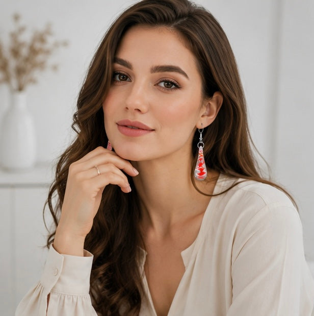 Spiral Droplet Pendant Earrings - Artistic Glazed Statement Jewelry for Women, Elegant Fashion Accessory and Unique Gift Choice