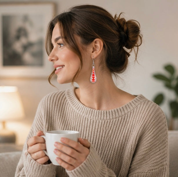 Spiral Droplet Pendant Earrings - Artistic Glazed Statement Jewelry for Women, Elegant Fashion Accessory and Unique Gift Choice
