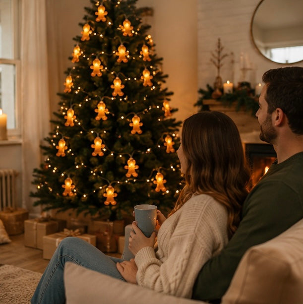 Gingerbread Man String Lights – 10 LED Christmas Fairy Lights for Trees, Bedrooms and Holiday Decor